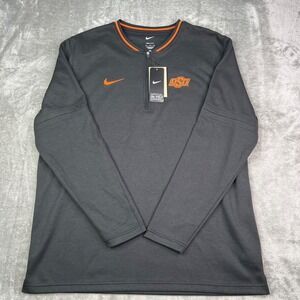 Oklahoma State Cowboys Nike Pullover Men XL Black Blade Collar 1/2 Zip Coach New